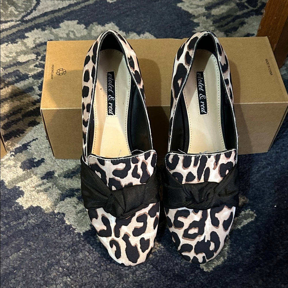Nine West Leopard-Print Loafers with Black Bow